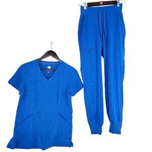 Healing Hands Purple Label Jolie Scrub Set XS Cobalt Blue Jogger Pants